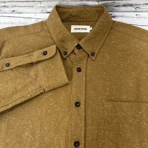 Taylor Stitch Shirt Caramel Tan Speckled Button-Down Men 42 Organic Cotton